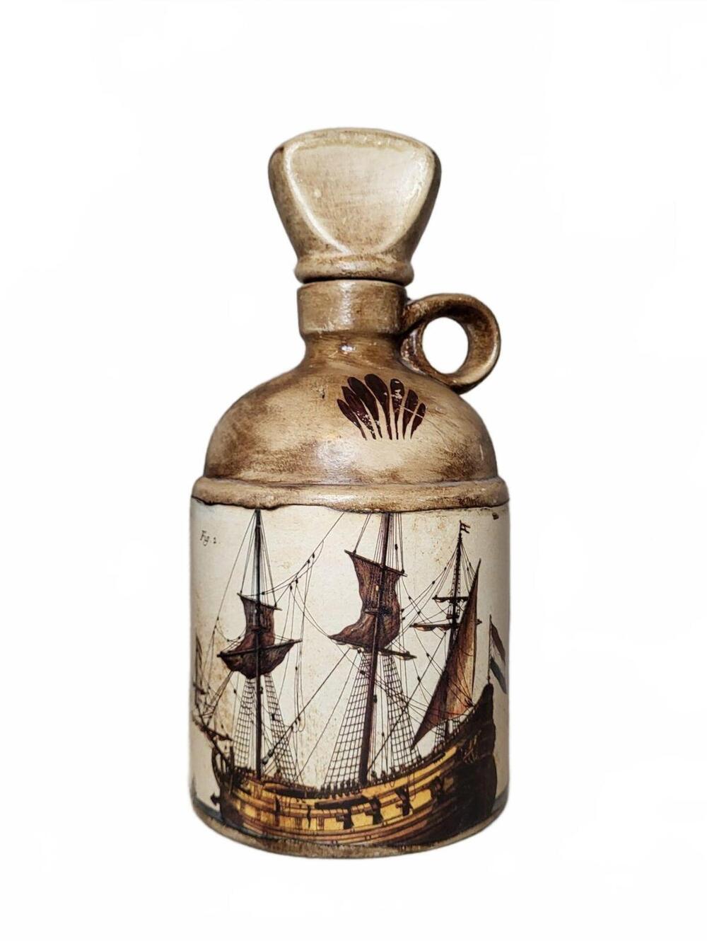 Made in Italy Ceramic Ship Decanter Bottle Cork Stopper Nautical Decor 9.5"